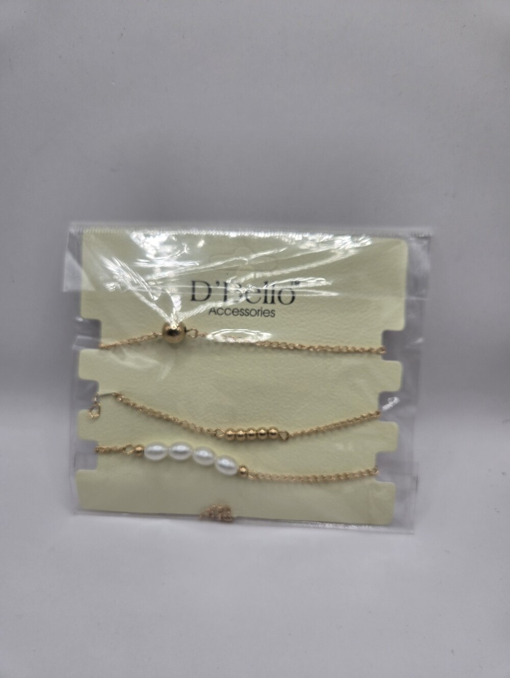D’Bello Gold Tone Bracelet Set – 3 Piece Beaded & Faux Pearl
